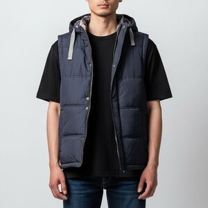 Weatherproof Men's Navy Blue Hooded Vest